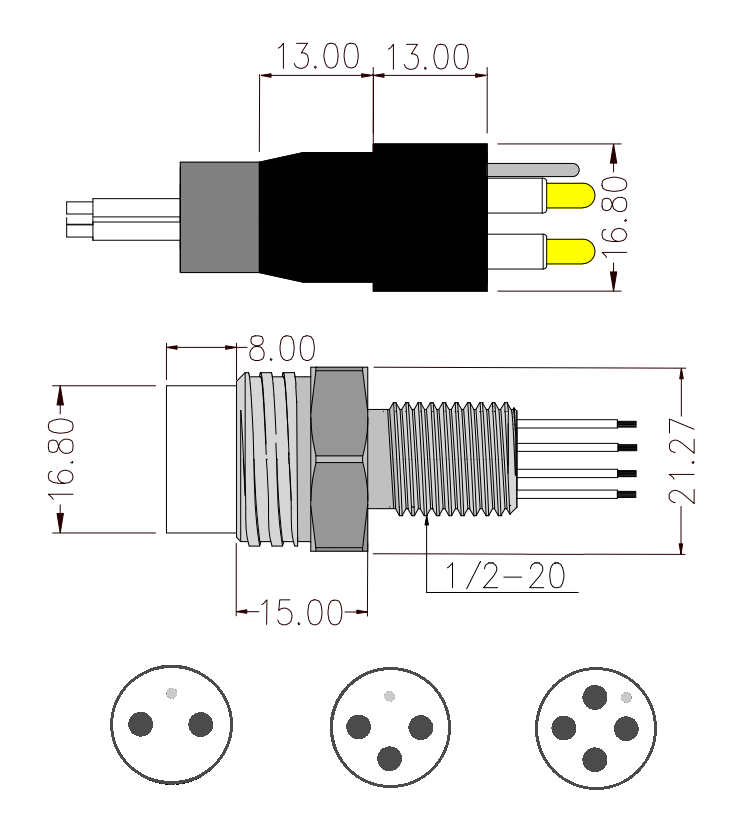 Conector Subaquático de Alta Corrente 2 Pinos/4 Pinos