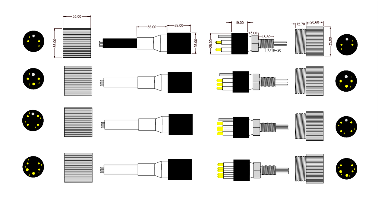 Conector Subaquático IL4F BH4M 4 Pinos
